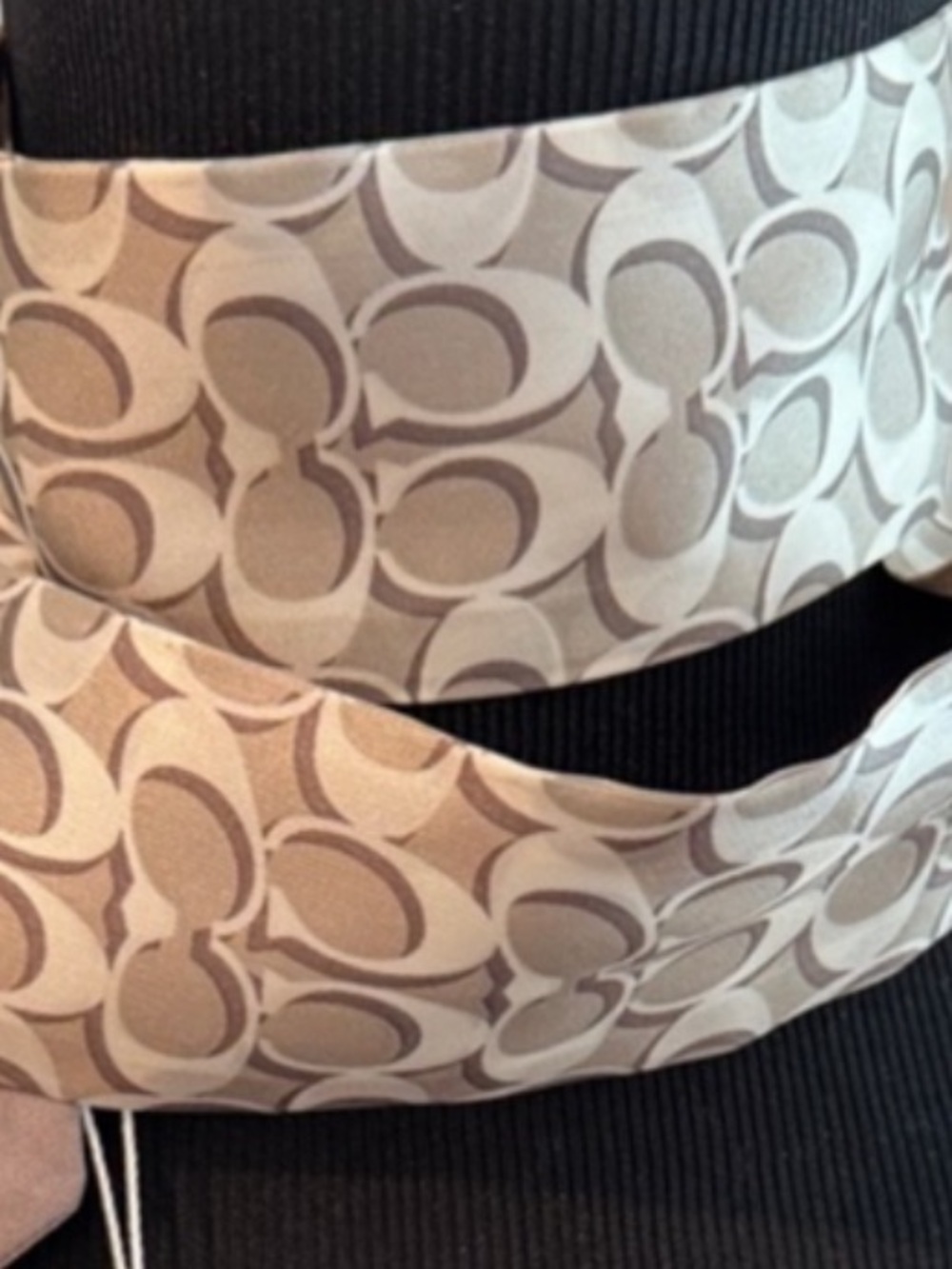 Coach signature print silk skinny scarf in bone - Picture 2 of 8